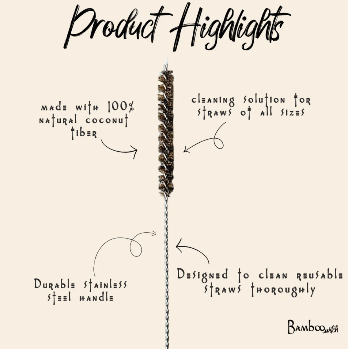 Coconut Fiber Plastic Free Straw Cleaner